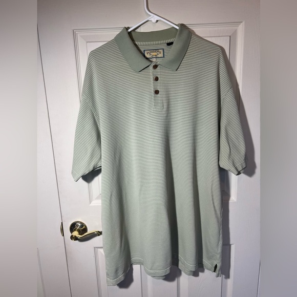 Pusser’s Other - Pusser’s Island Style Green Striped Polo Golf Business Casual Shirt sz XL